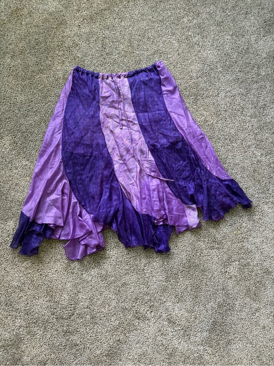 American Vintage Dresses & Skirts - Vintage 90s Purple Patchwork Flowy 100% Silk Women's Whimsical Witchy Skirt